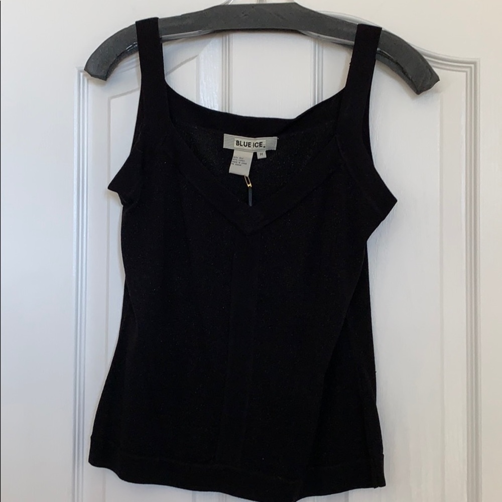 Blue Ice black tank top with silver sparkles sizeM